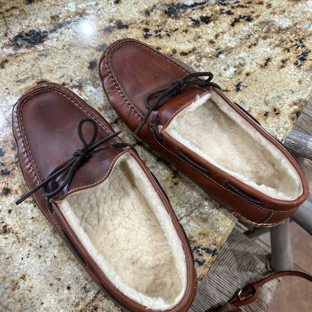 L.L. Bean Brown Leather Loafers with Cozy Lining